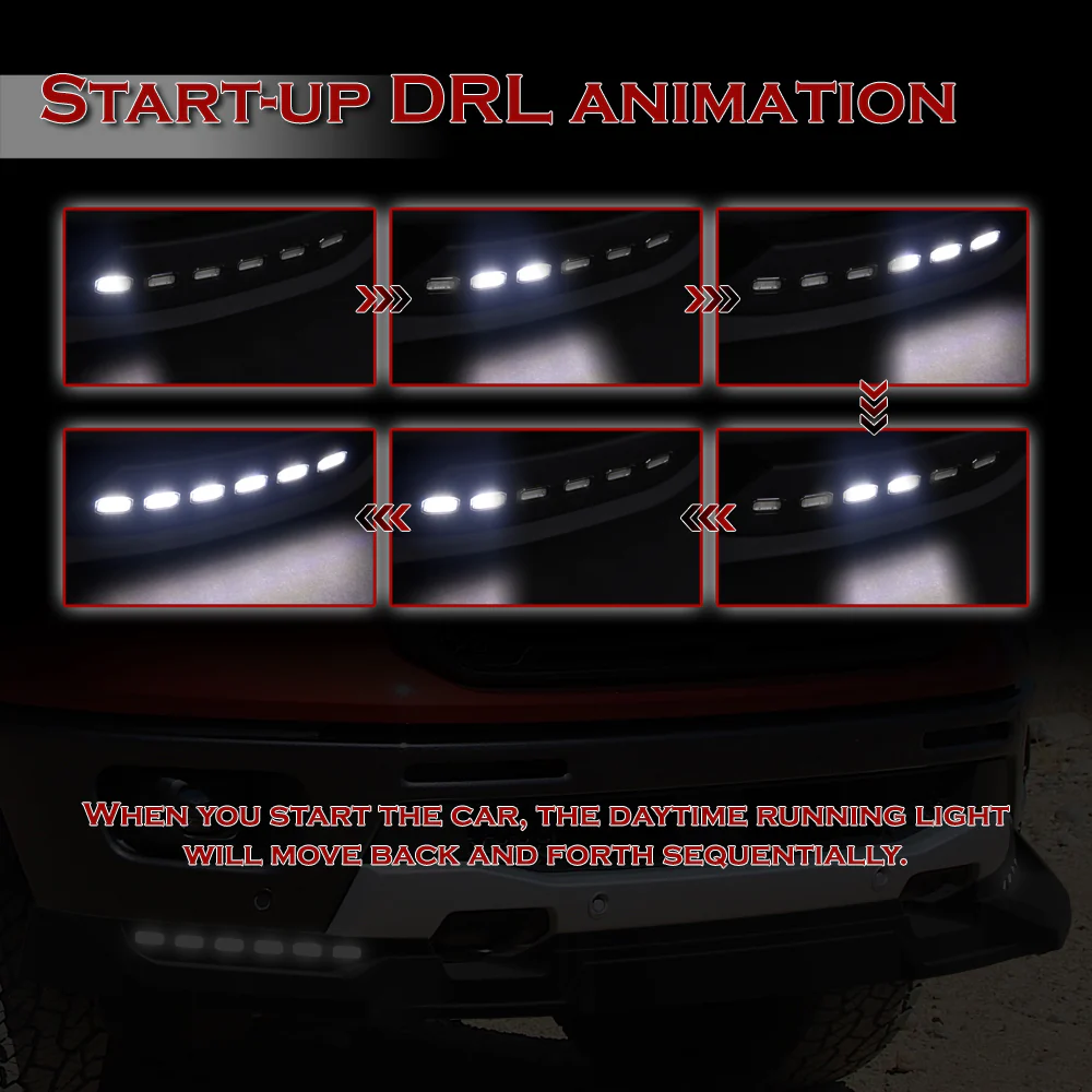 STP-Style For 2019-2023 Ford Ranger Front Bumper Lip Splitter With LED Sequential Light -Unpainted Matte Black - Image 11