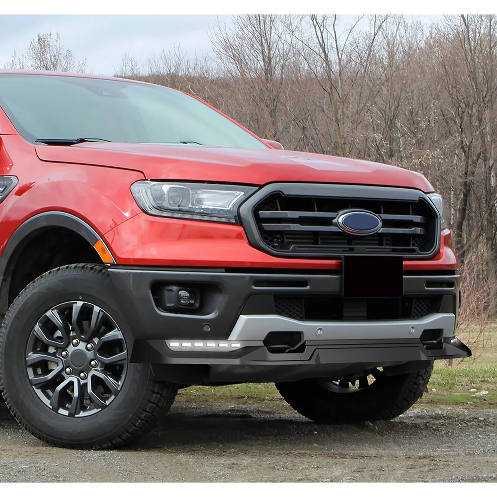 STP-Style For 2019-2023 Ford Ranger Front Bumper Lip Splitter With LED Sequential Light -Unpainted Matte Black - Image 13
