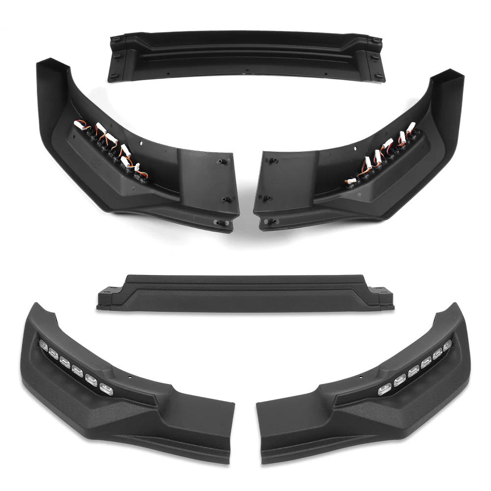 STP-Style For 2019-2023 Ford Ranger Front Bumper Lip Splitter With LED Sequential Light -Unpainted Matte Black - Image 2