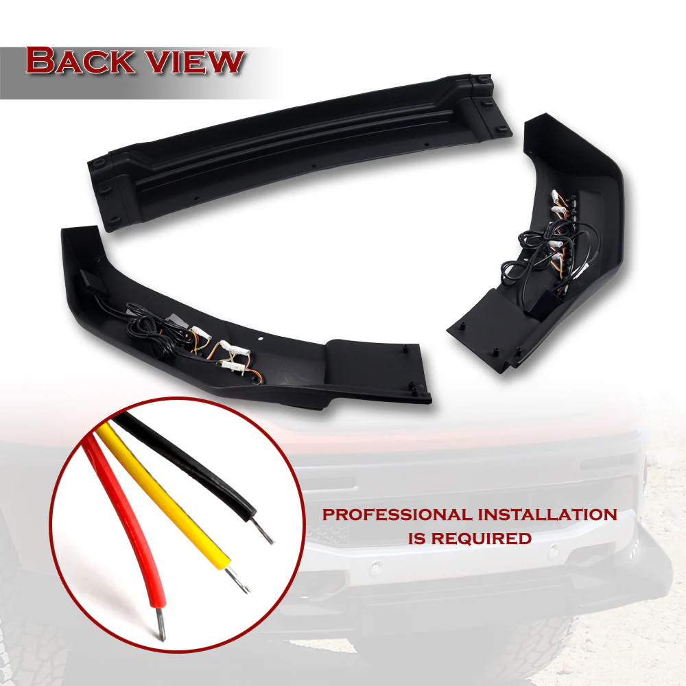 STP-Style For 2019-2023 Ford Ranger Front Bumper Lip Splitter With LED Sequential Light -Unpainted Matte Black - Image 5