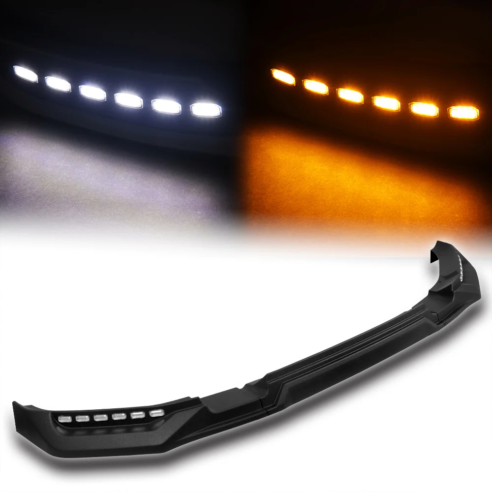 STP-Style For 2019-2023 Ford Ranger Front Bumper Lip Splitter With LED Sequential Light -Unpainted Matte Black - Image 8