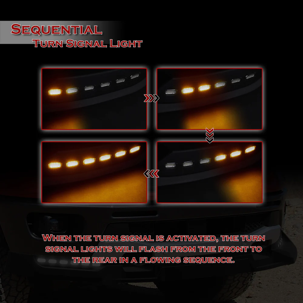 STP-Style For 2019-2023 Ford Ranger Front Bumper Lip Splitter With LED Sequential Light -Unpainted Matte Black - Image 9