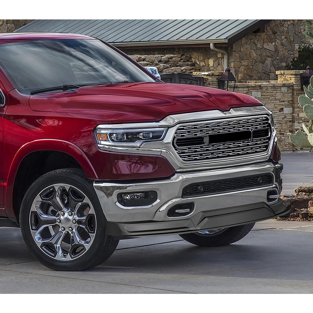 STP-Style For 2019-2024 Dodge Ram 1500 Trucks Front Bumper Lower Lip Splitter -Unpainted Matte Black - Image 5