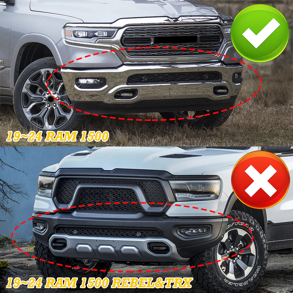 STP-Style For 2019-2024 Dodge Ram 1500 Trucks Front Bumper Lower Lip Splitter With LED Sequential Light -Unpainted Matte Black - Image 11