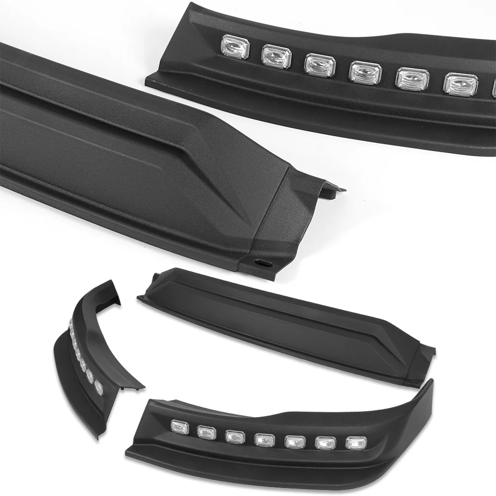 STP-Style For 2019-2024 Dodge Ram 1500 Trucks Front Bumper Lower Lip Splitter With LED Sequential Light -Unpainted Matte Black - Image 3