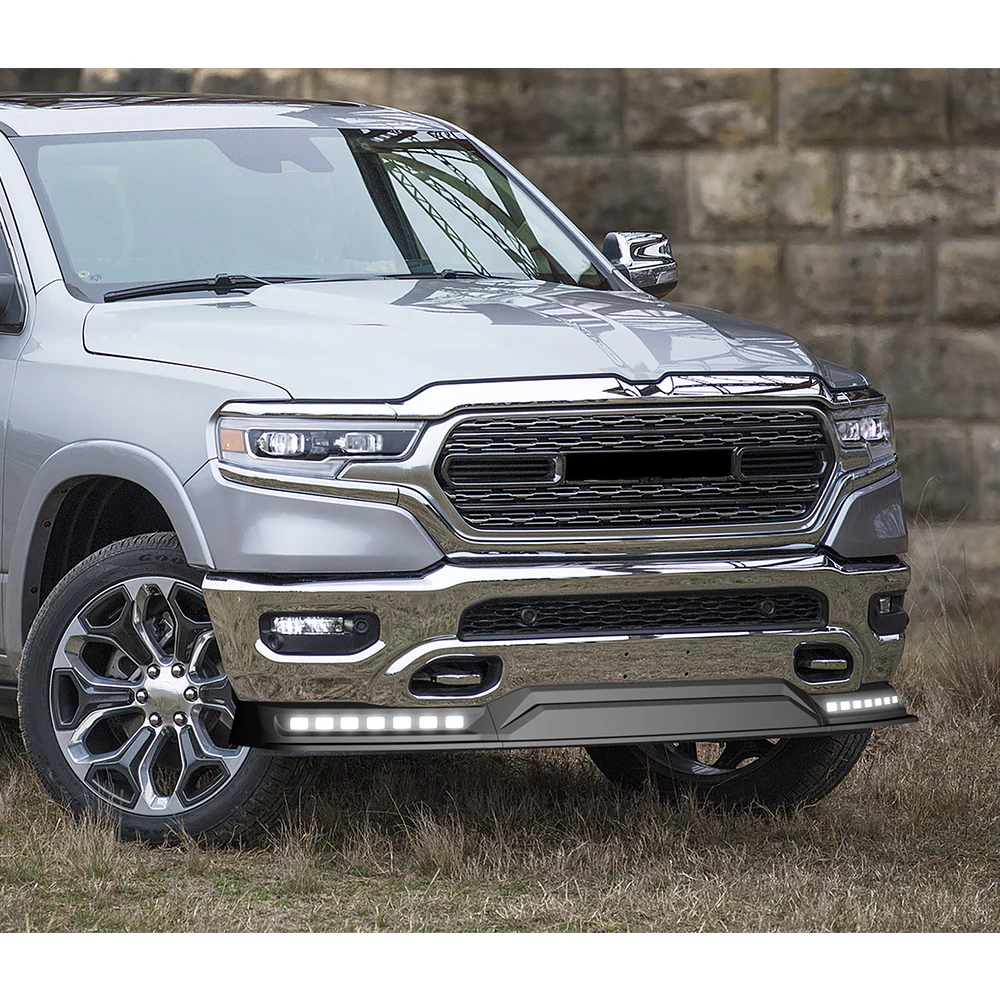STP-Style For 2019-2024 Dodge Ram 1500 Trucks Front Bumper Lower Lip Splitter With LED Sequential Light -Unpainted Matte Black - Image 9
