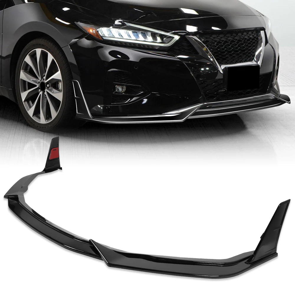 STP-Style For 2019-2024 Nissan Maxima Front Bumper Splitter Spoiler Lip 5PCS -Painted Black - Image 5