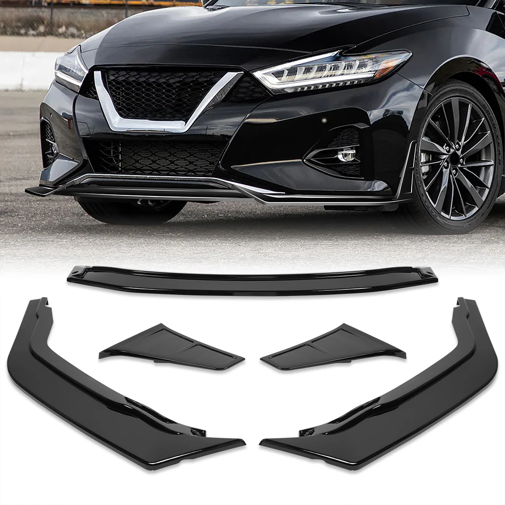 STP-Style For 2019-2024 Nissan Maxima Front Bumper Splitter Spoiler Lip 5PCS -Painted Black - Image 7