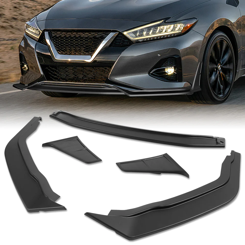 STP-Style For 2019-2024 Nissan Maxima Front Bumper Splitter Spoiler Lip 5PCS -Unpainted Matte Black - Image 6