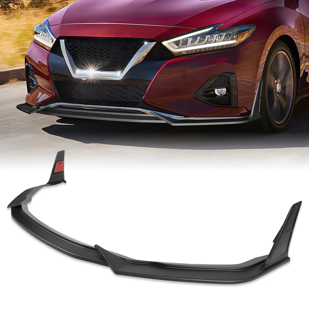 STP-Style For 2019-2024 Nissan Maxima Front Bumper Splitter Spoiler Lip 5PCS -Unpainted Matte Black - Image 7