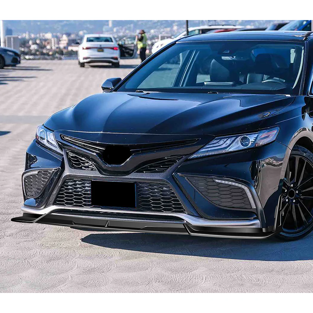 STP-Style For 2021 2022 2023 2024 Toyota Camry SE XSE Front Bumper Lower Lip Splitter -Painted Black - Image 7