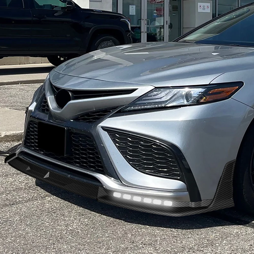 STP-Style For 2021 2022 2023 2024 Toyota Camry SE XSE Front Bumper Lower Lip Splitter With LED Sequential Light -Carbon Fiber Look - Image 13