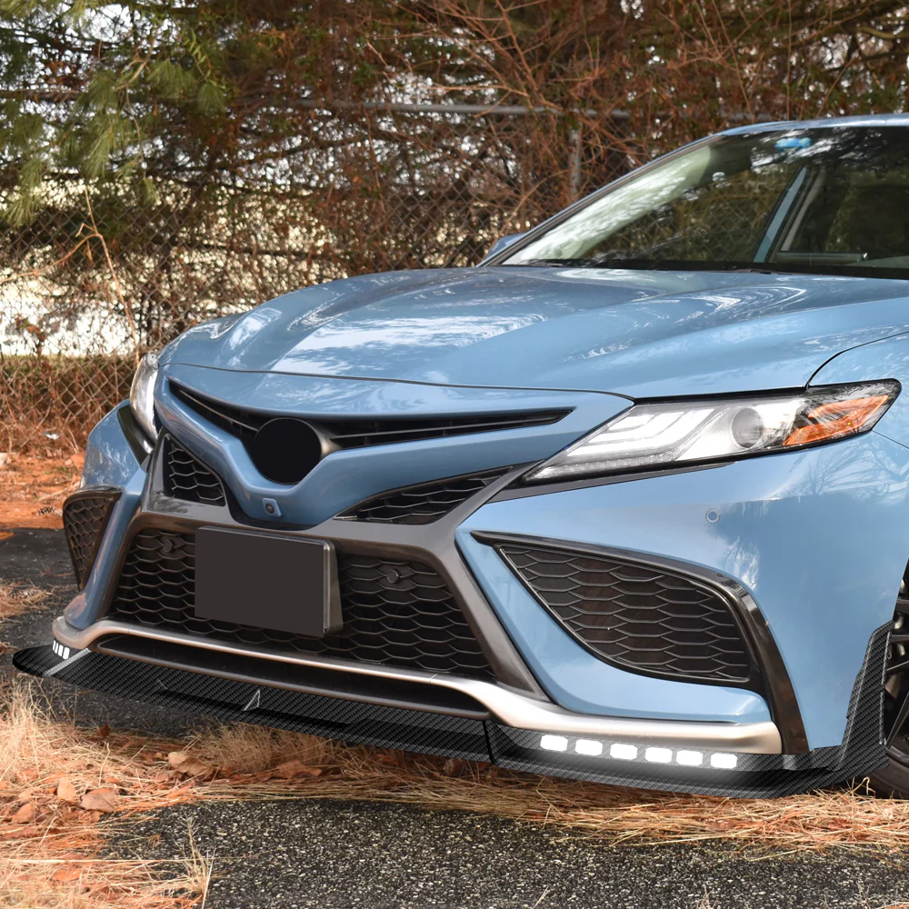 STP-Style For 2021 2022 2023 2024 Toyota Camry SE XSE Front Bumper Lower Lip Splitter With LED Sequential Light -Carbon Fiber Look - Image 14