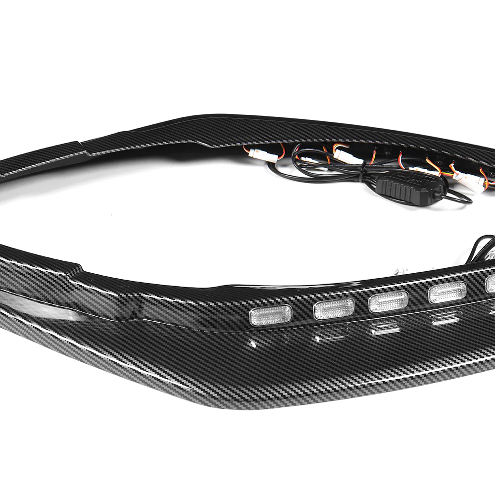 STP-Style For 2021 2022 2023 2024 Toyota Camry SE XSE Front Bumper Lower Lip Splitter With LED Sequential Light -Carbon Fiber Look - Image 3