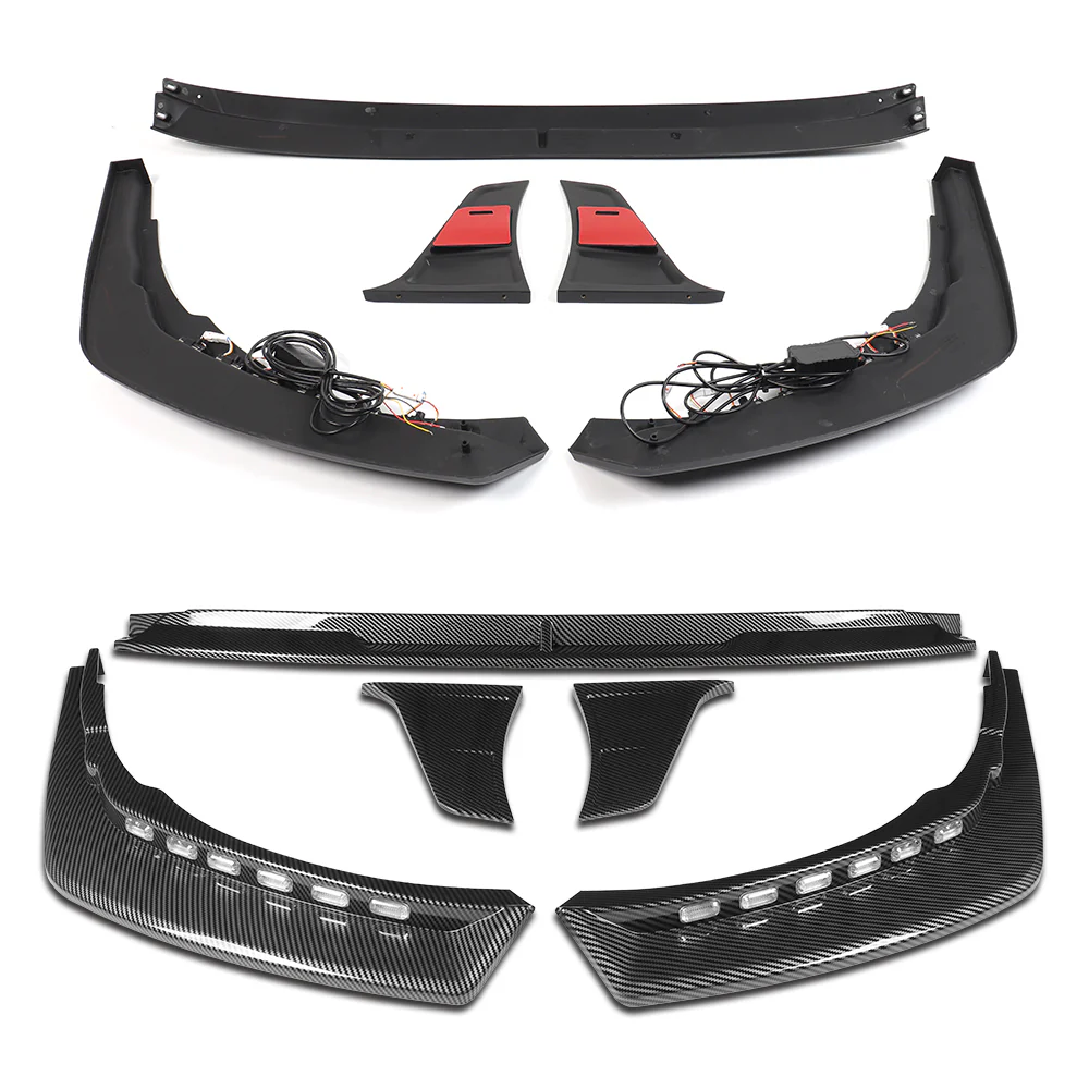 STP-Style For 2021 2022 2023 2024 Toyota Camry SE XSE Front Bumper Lower Lip Splitter With LED Sequential Light -Carbon Fiber Look - Image 4