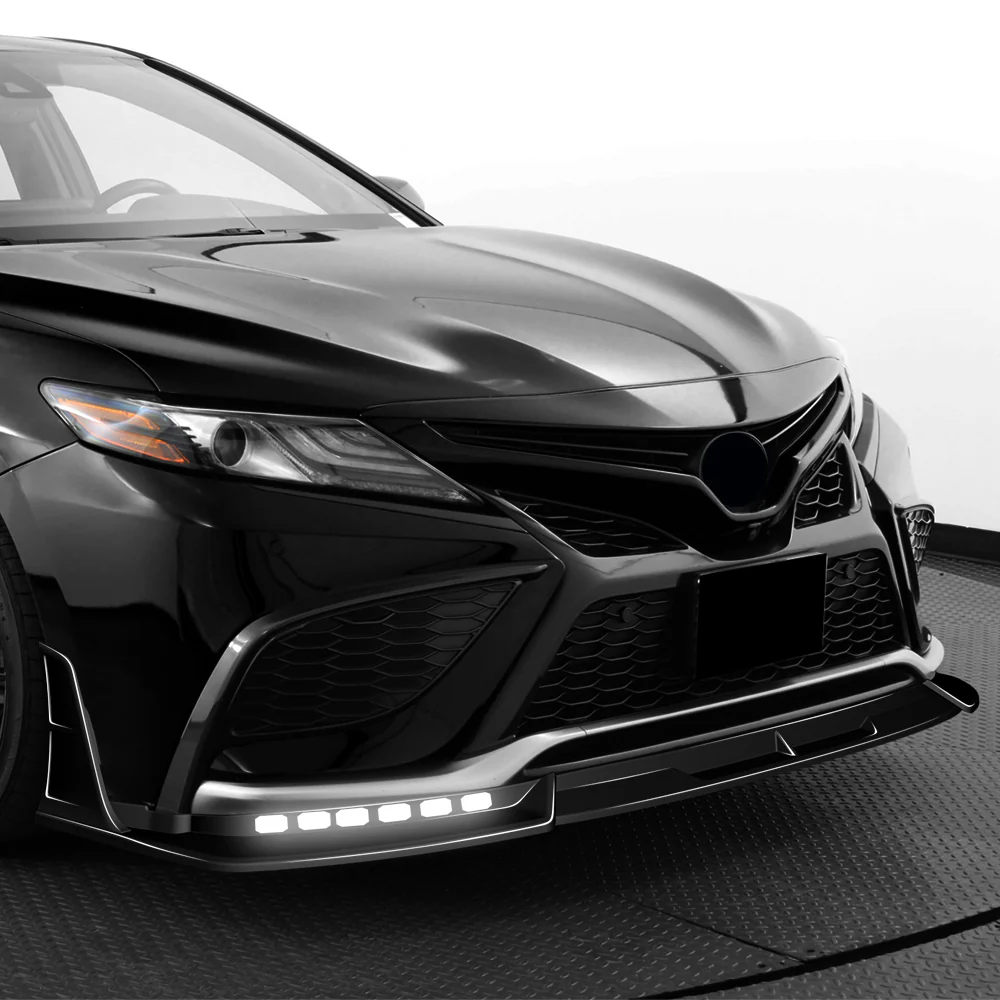 STP-Style For 2021 2022 2023 2024 Toyota Camry SE XSE Front Bumper Lower Lip Splitter With LED Sequential Light -Painted Black - Image 13