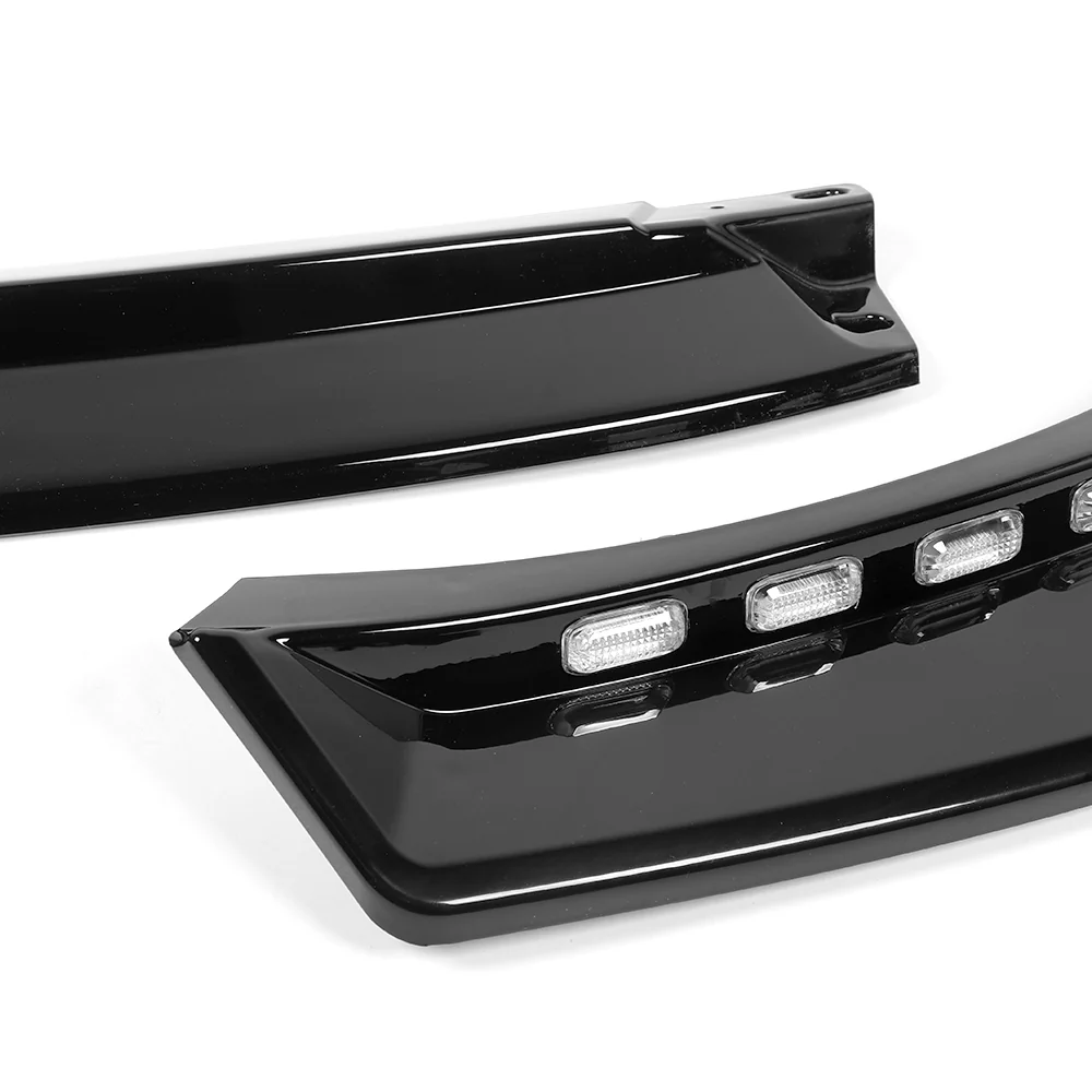 STP-Style For 2021 2022 2023 2024 Toyota Camry SE XSE Front Bumper Lower Lip Splitter With LED Sequential Light -Painted Black - Image 2