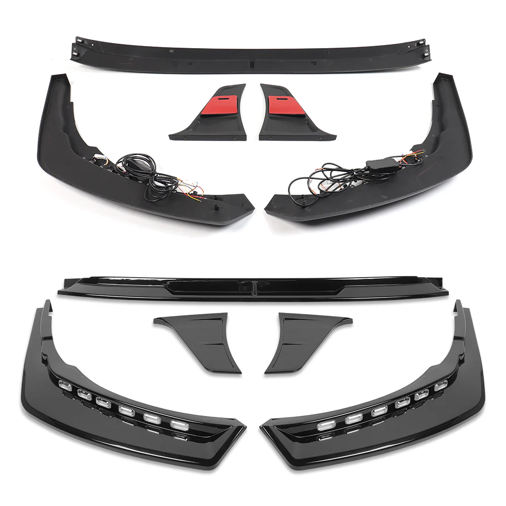 STP-Style For 2021 2022 2023 2024 Toyota Camry SE XSE Front Bumper Lower Lip Splitter With LED Sequential Light -Painted Black - Image 5
