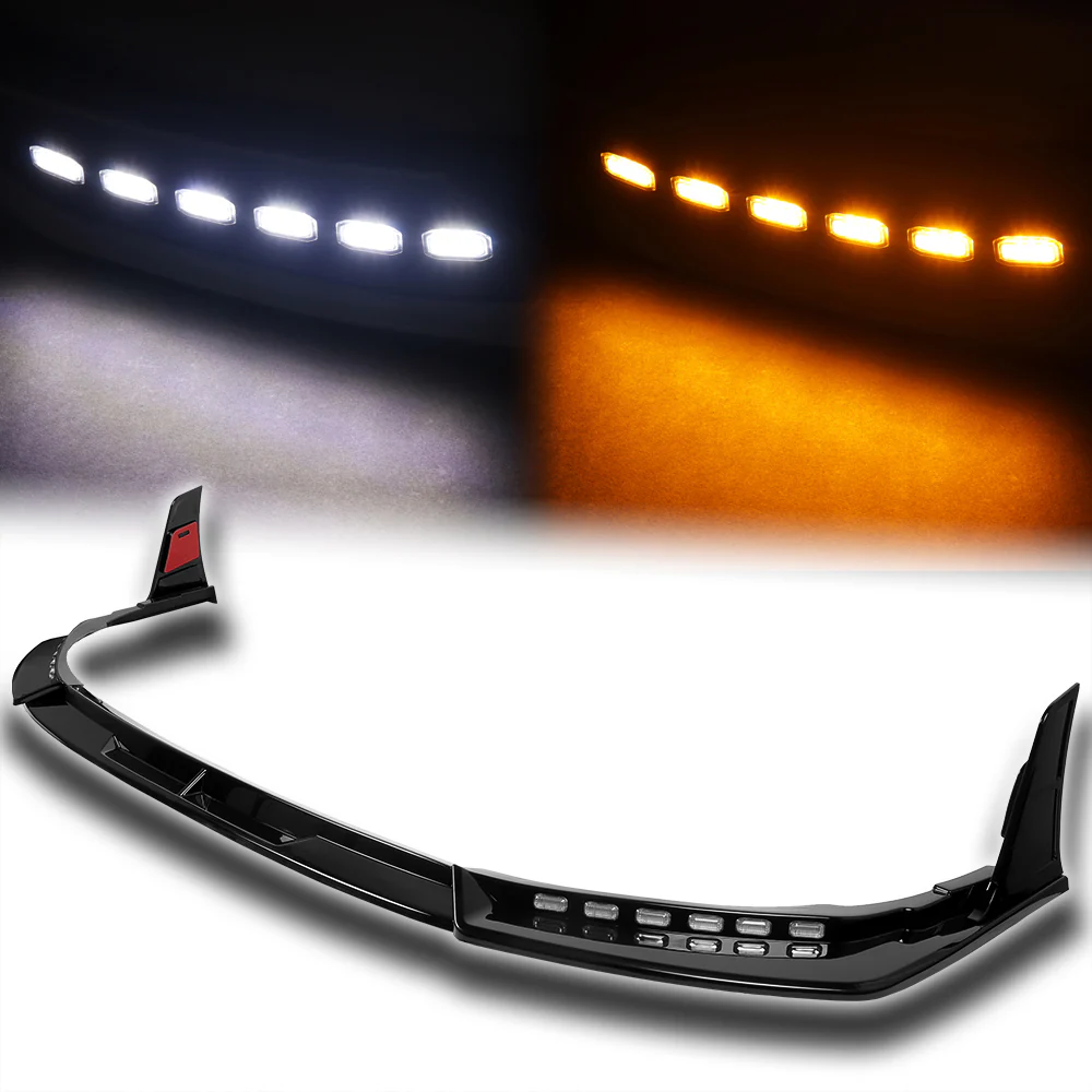 STP-Style For 2021 2022 2023 2024 Toyota Camry SE XSE Front Bumper Lower Lip Splitter With LED Sequential Light -Painted Black - Image 6