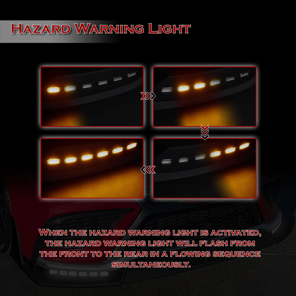STP-Style For 2021 2022 2023 2024 Toyota Camry SE XSE Front Bumper Lower Lip Splitter With LED Sequential Light -Unpainted Matte Black - Image 10