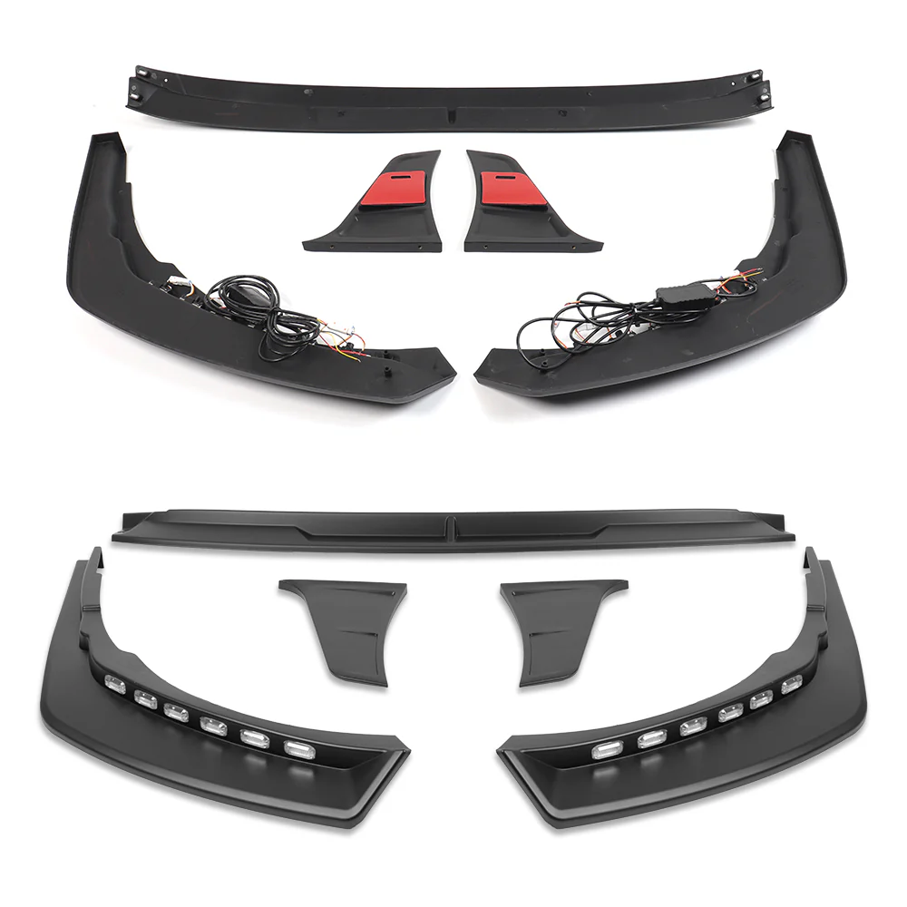 STP-Style For 2021 2022 2023 2024 Toyota Camry SE XSE Front Bumper Lower Lip Splitter With LED Sequential Light -Unpainted Matte Black - Image 2