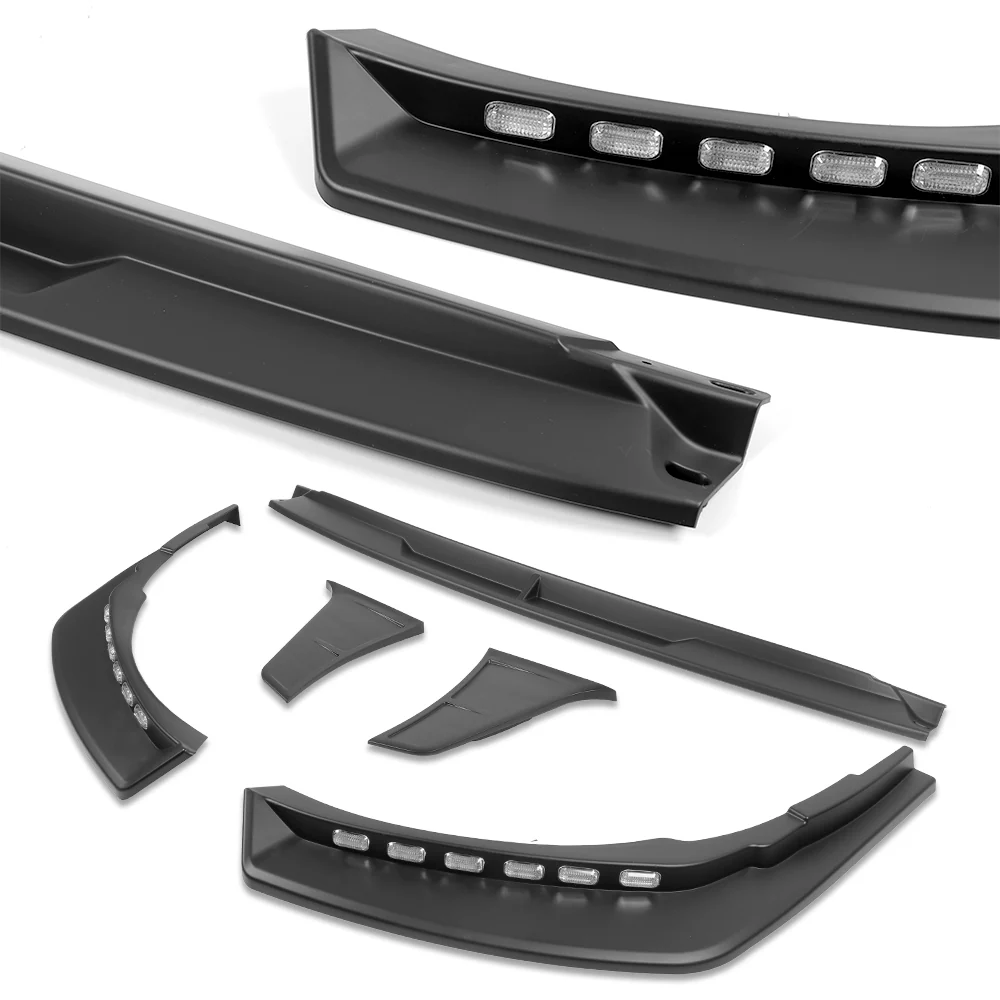 STP-Style For 2021 2022 2023 2024 Toyota Camry SE XSE Front Bumper Lower Lip Splitter With LED Sequential Light -Unpainted Matte Black - Image 4