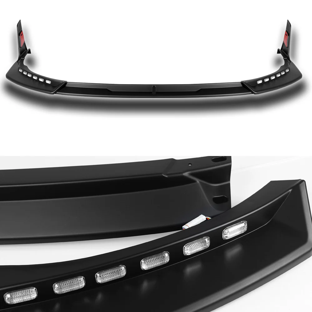 STP-Style For 2021 2022 2023 2024 Toyota Camry SE XSE Front Bumper Lower Lip Splitter With LED Sequential Light -Unpainted Matte Black - Image 5