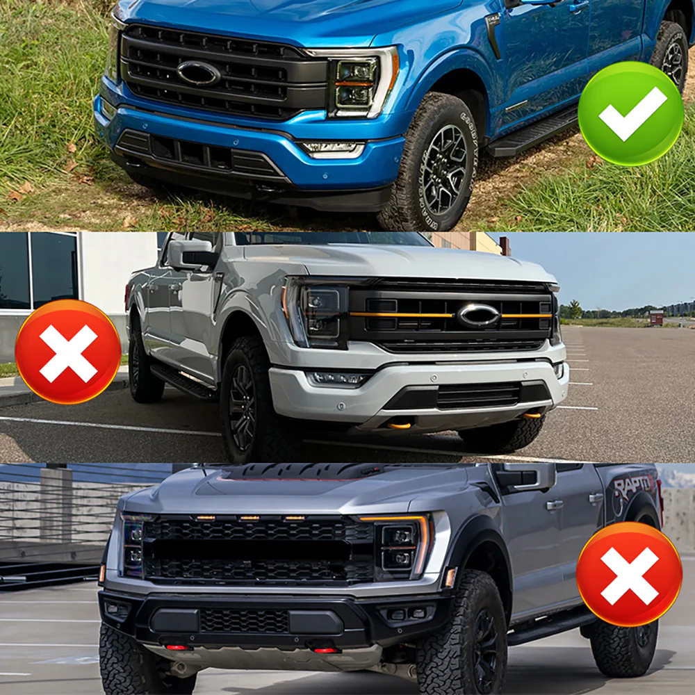 STP-Style For 2021-2023 Ford F150 Front Bumper Splitter Spoiler Lip 3PCS -Unpainted Black - Image 9