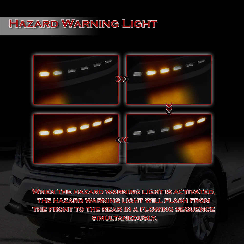 STP-Style For 2021-2023 Ford F150 Front Bumper Splitter Spoiler Lip 3PCS -Black With LED Sequential Running Lights - Image 8