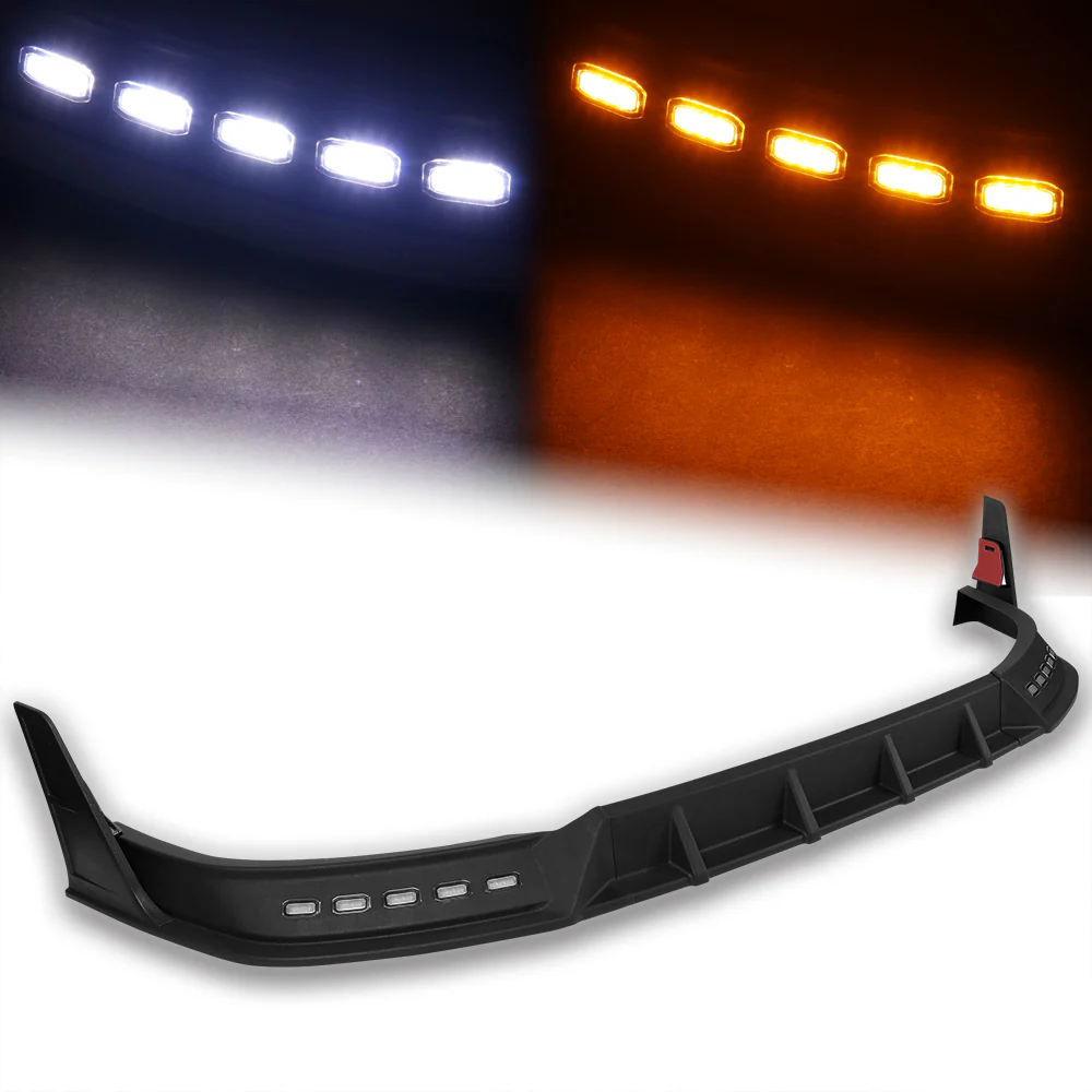 STP-Style For 2022-2024 Ford Maverick Front Bumper Splitter Spoiler Lip 5PCS -Black With LED Sequential Running Lights - Image 2