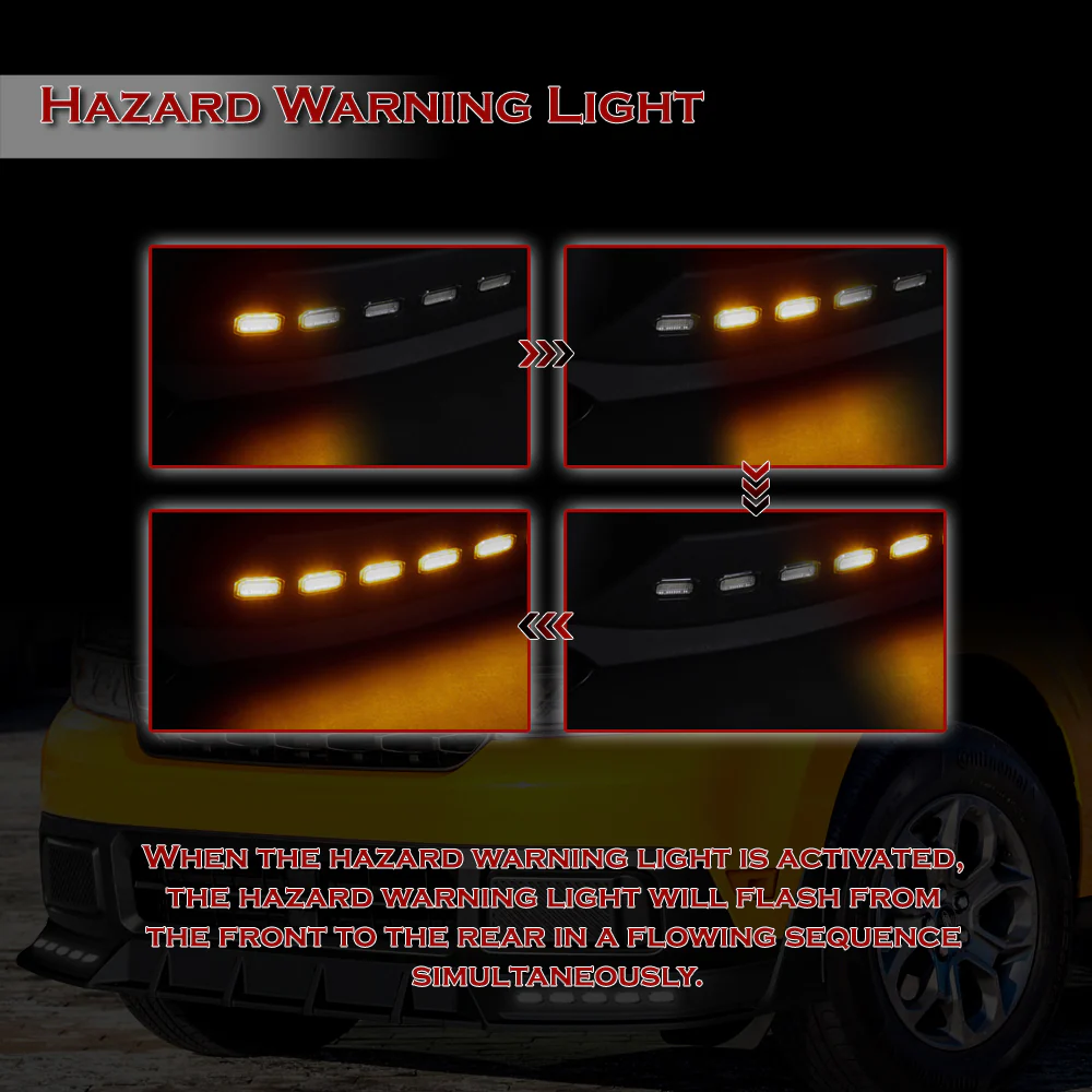 STP-Style For 2022-2024 Ford Maverick Front Bumper Splitter Spoiler Lip 5PCS -Black With LED Sequential Running Lights - Image 8