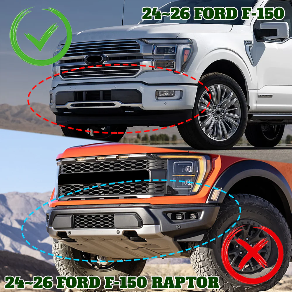 STP-Style For 2024 2025 2026 Ford F150 F-150 Front Bumper Lower Lip Splitter -Unpainted Matte Black - Image 8