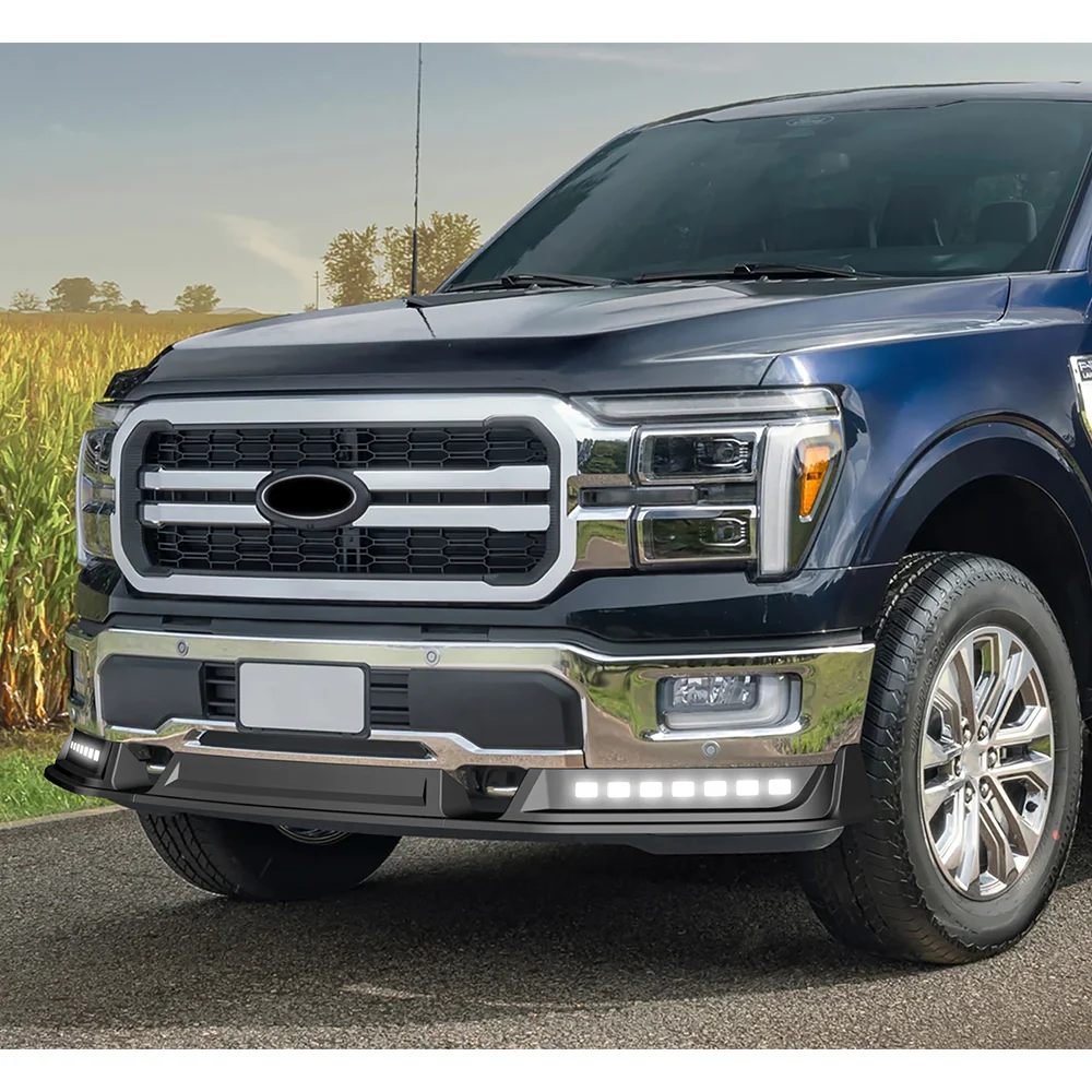 STP-Style For 2024 2025 2026 Ford F150 F-150 Front Bumper Lower Lip Splitter With LED Sequential Light -Unpainted Matte Black - Image 13