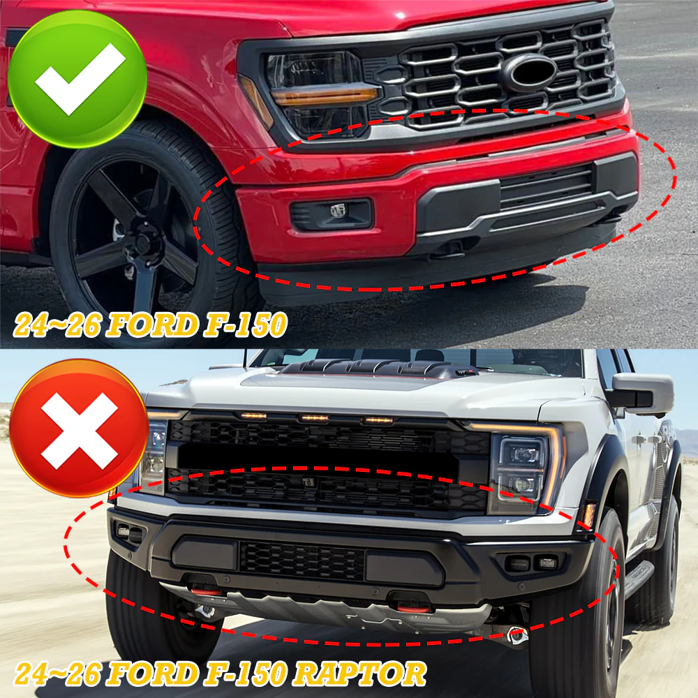 STP-Style For 2024 2025 2026 Ford F150 F-150 Front Bumper Lower Lip Splitter With LED Sequential Light -Unpainted Matte Black - Image 14