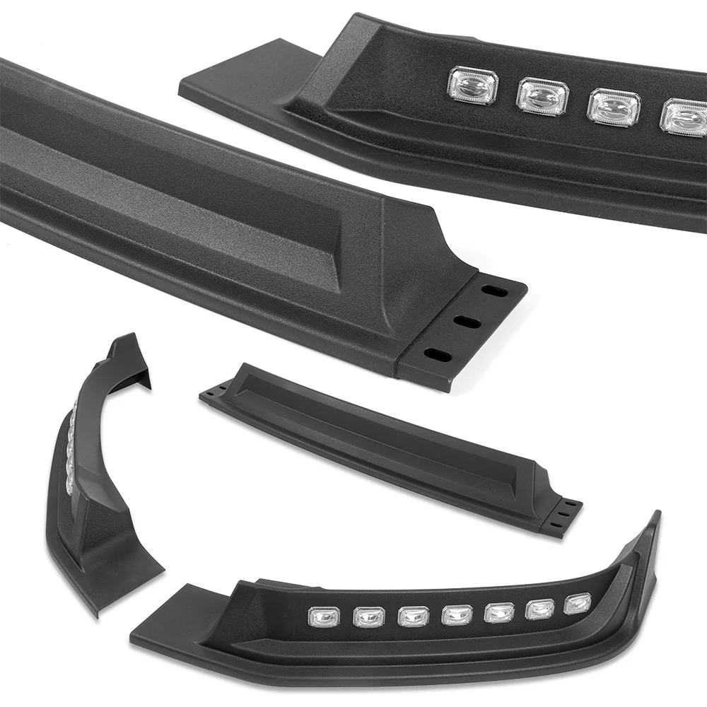 STP-Style For 2024 2025 2026 Ford F150 F-150 Front Bumper Lower Lip Splitter With LED Sequential Light -Unpainted Matte Black - Image 3