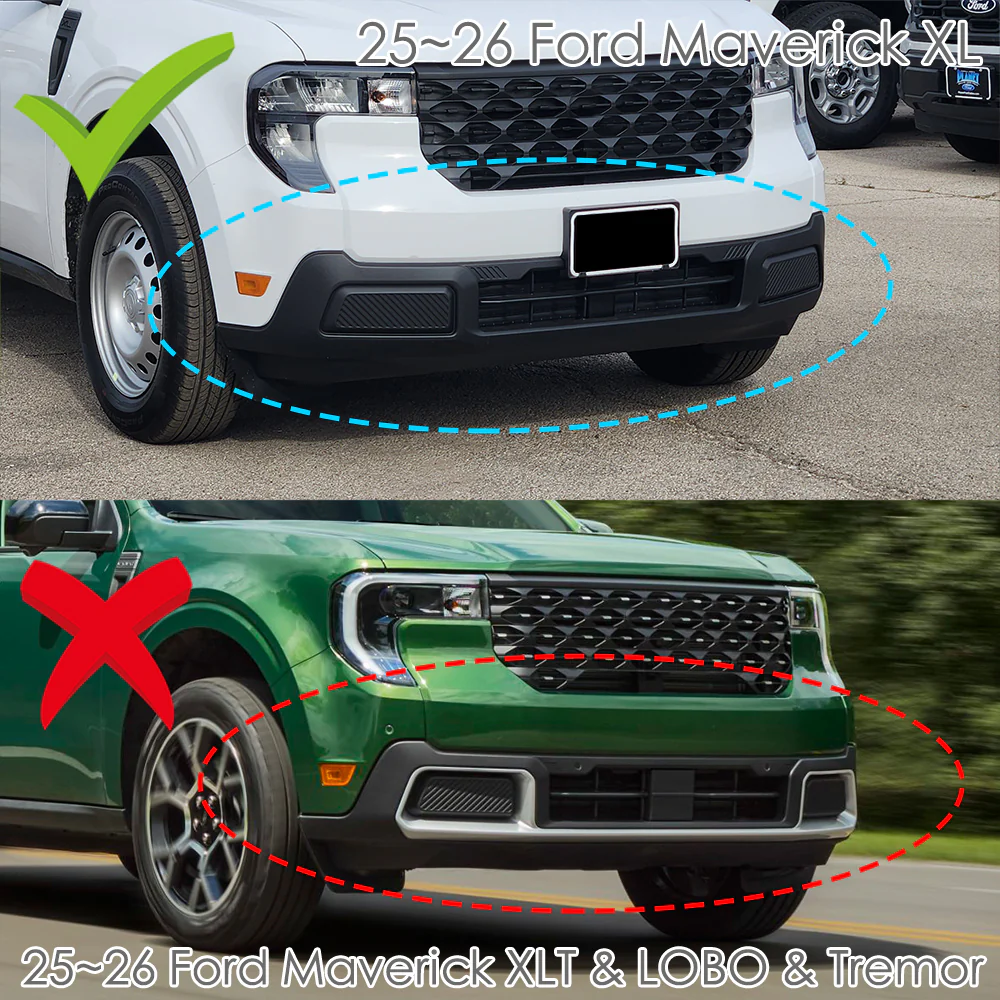 STP-Style For 2025 2026 2027 Ford Maverick XL Pickup Front Bumper Lower Lip Splitter -Unpainted Matte Black - Image 9