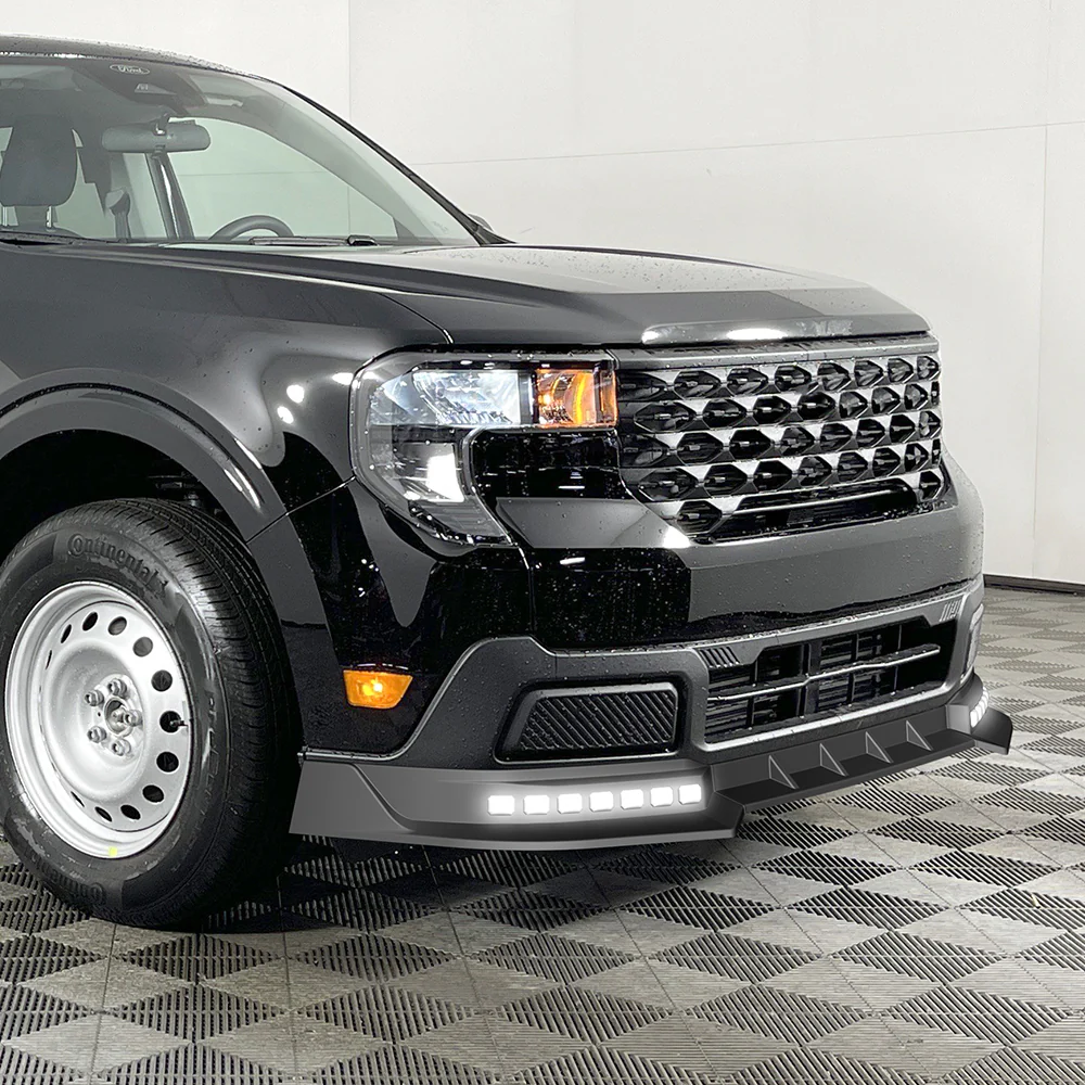 STP-Style For 2025 2026 2027 Ford Maverick XL Pickup Front Bumper Lower Lip Splitter With LED Sequential Light -Unpainted Matte Black - Image 14