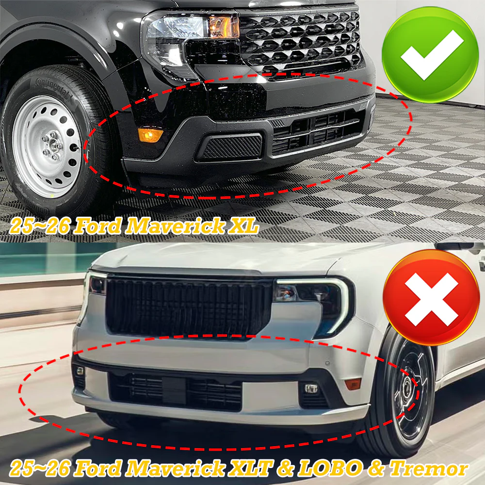 STP-Style For 2025 2026 2027 Ford Maverick XL Pickup Front Bumper Lower Lip Splitter With LED Sequential Light -Unpainted Matte Black - Image 16