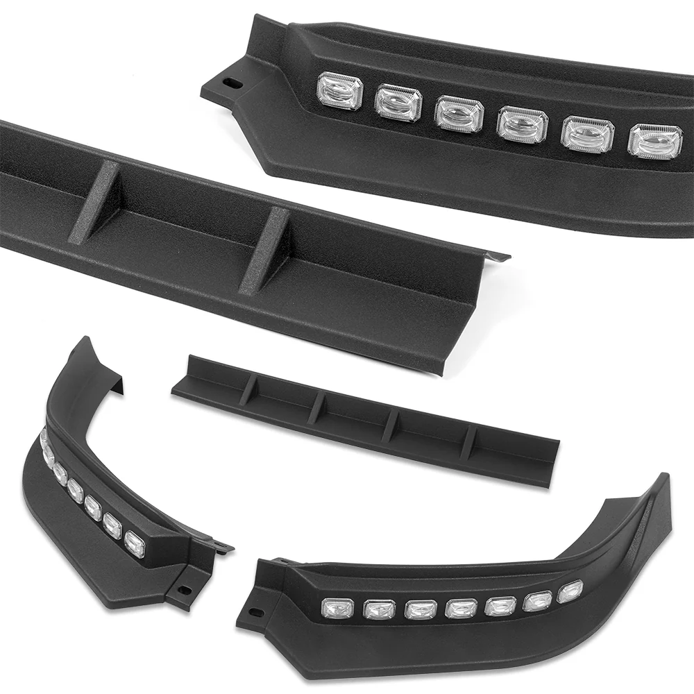 STP-Style For 2025 2026 2027 Ford Maverick XL Pickup Front Bumper Lower Lip Splitter With LED Sequential Light -Unpainted Matte Black - Image 3