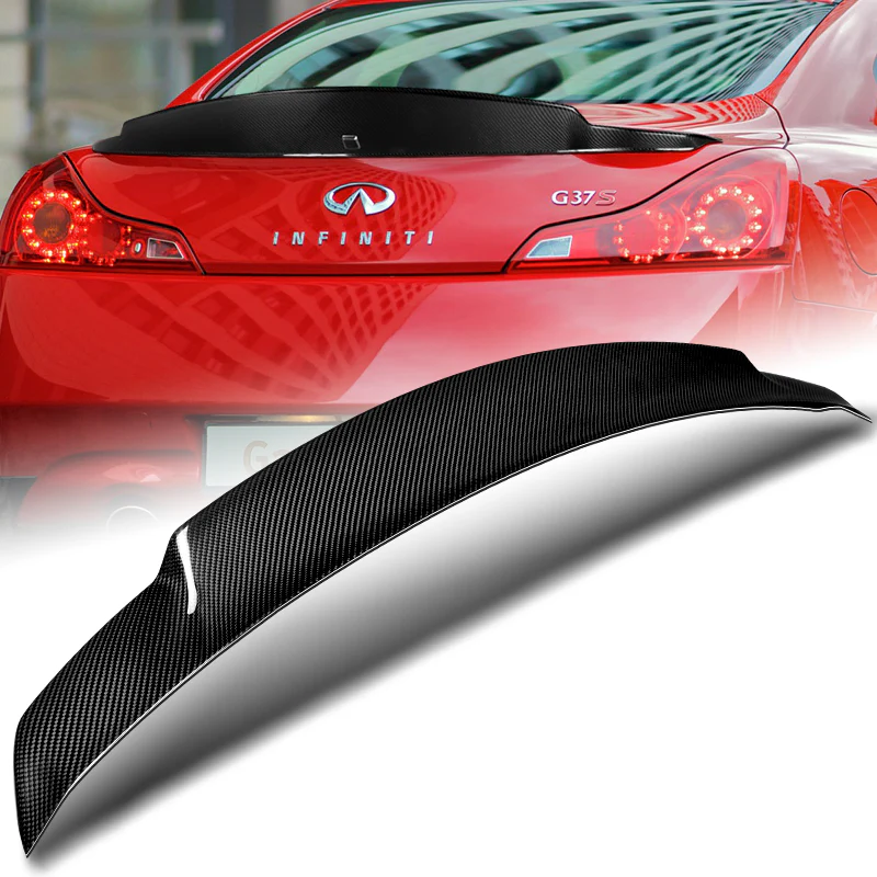STP-Style Rear Trunk Lip Duckbill Spoiler Wing For 2008-2013 Infiniti G37 2-DR / Coupe -Real Carbon Fiber - Image 5