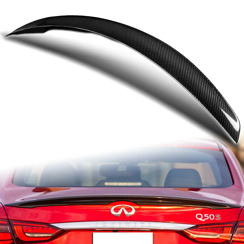 STP-Style Rear Trunk Lip Duckbill Spoiler Wing For 2014-2021 Infiniti Q50 4-DR / Sedan -Real Carbon Fiber - Image 5