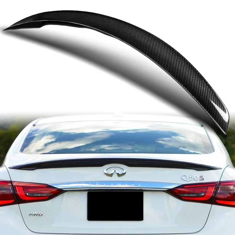 STP-Style Rear Trunk Lip Duckbill Spoiler Wing For 2014-2021 Infiniti Q50 4-DR / Sedan -Real Carbon Fiber - Image 6