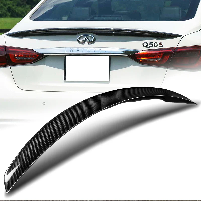 STP-Style Rear Trunk Lip Duckbill Spoiler Wing For 2014-2021 Infiniti Q50 4-DR / Sedan -Real Carbon Fiber - Image 7