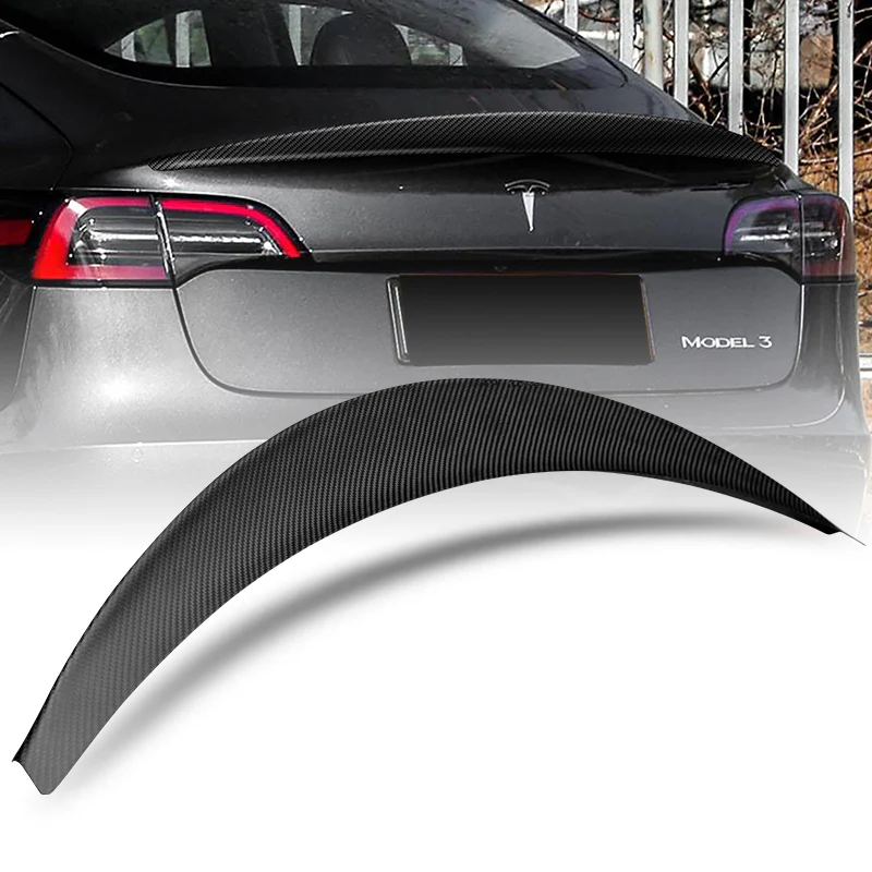 STP-Style Rear Trunk Lip Duckbill Spoiler Wing For 2017-2023 Tesla Model 3 -Matte Carbon Fiber - Image 6