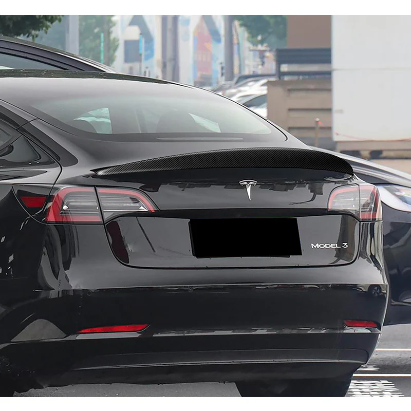 STP-Style Rear Trunk Lip Duckbill Spoiler Wing For 2017-2023 Tesla Model 3 -Matte Carbon Fiber - Image 8