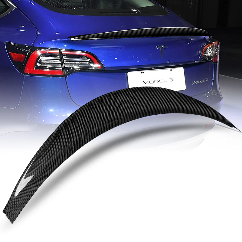 STP-Style Rear Trunk Lip Duckbill Spoiler Wing For 2017-2023 Tesla Model 3 -Real Carbon Fiber - Image 6