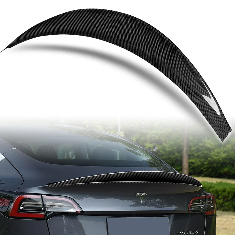 STP-Style Rear Trunk Lip Duckbill Spoiler Wing For 2017-2023 Tesla Model 3 -Real Carbon Fiber - Image 7