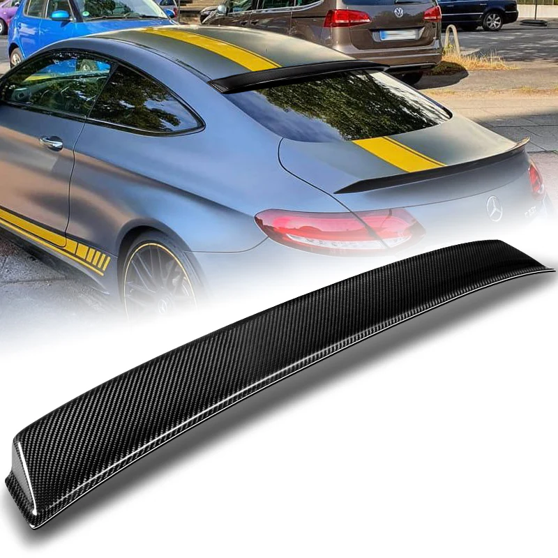 STP-Style Rear Window Roof Visor Wing Spoiler For 2017-2021 Mercedes-Benz W205 C-Class 2-DR / Coupe -Real Carbon Fiber - Image 9