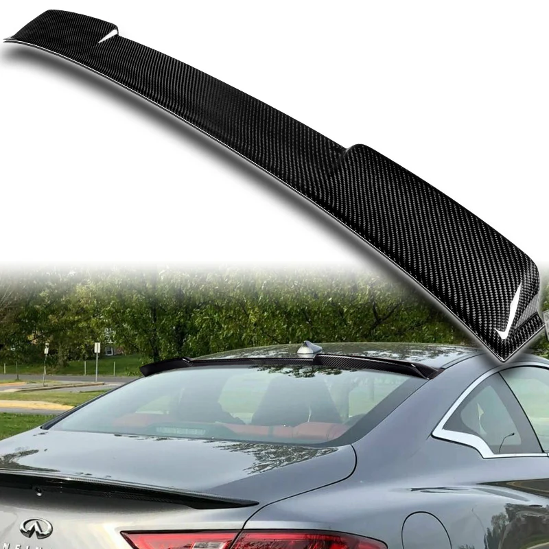 STP-Style Rear Window Roof Visor Wing Spoiler For 2017 - 2022 Infiniti Q60 2-DR / Coupe -Real Carbon Fiber - Image 5