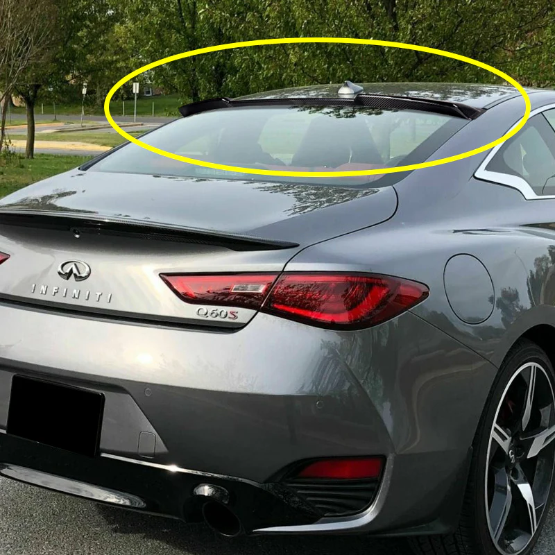 STP-Style Rear Window Roof Visor Wing Spoiler For 2017 - 2022 Infiniti Q60 2-DR / Coupe -Real Carbon Fiber - Image 6